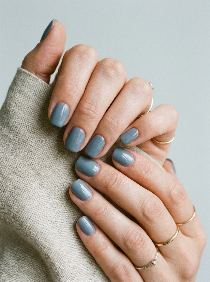 Dusty Blue Nails